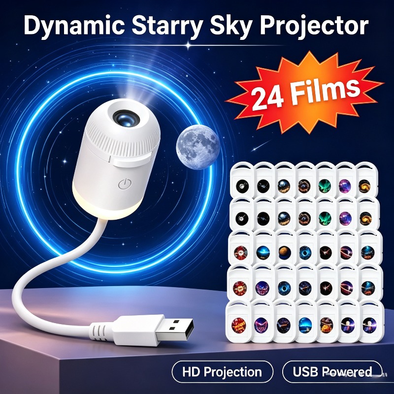 Planetarium Projector Home - 2-in-1 회전식 은하수 별빛/일몰 프로젝터 램프,