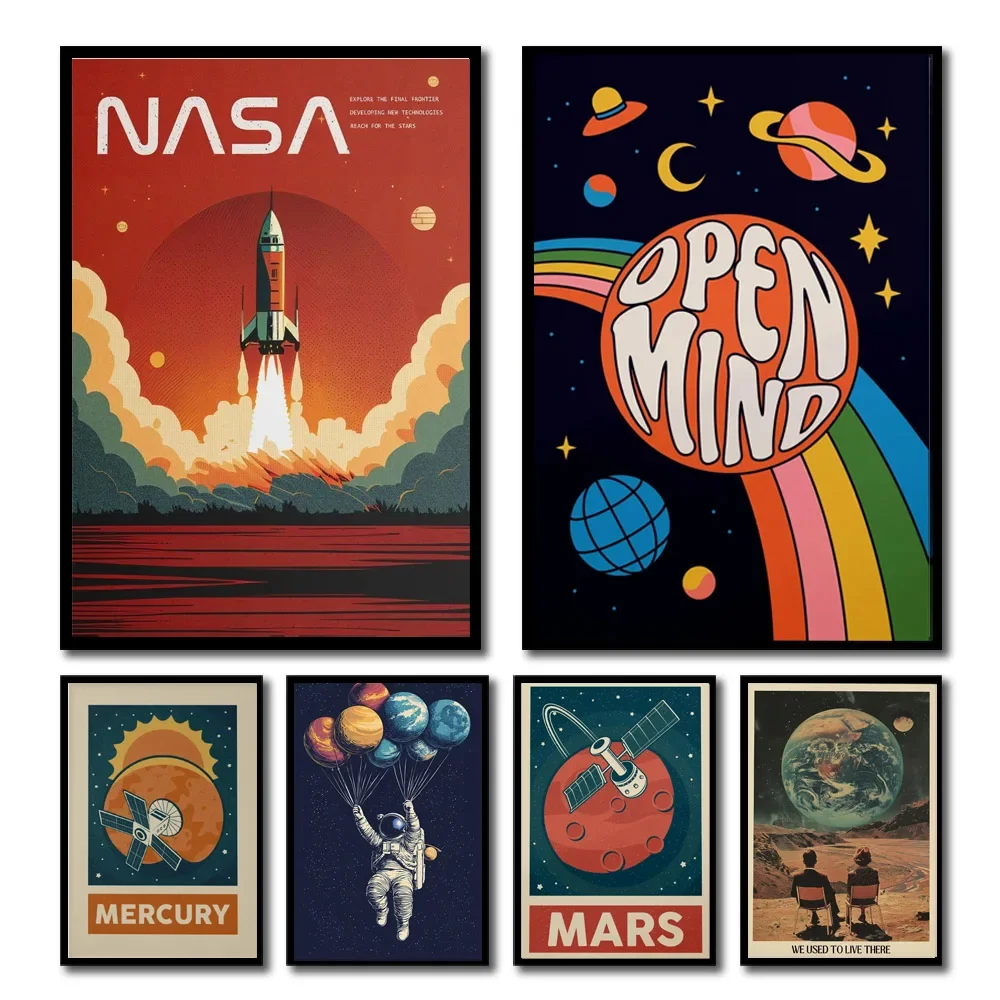 Star Map Poster - 1pc 레트로 태양계 행성 공간 우주