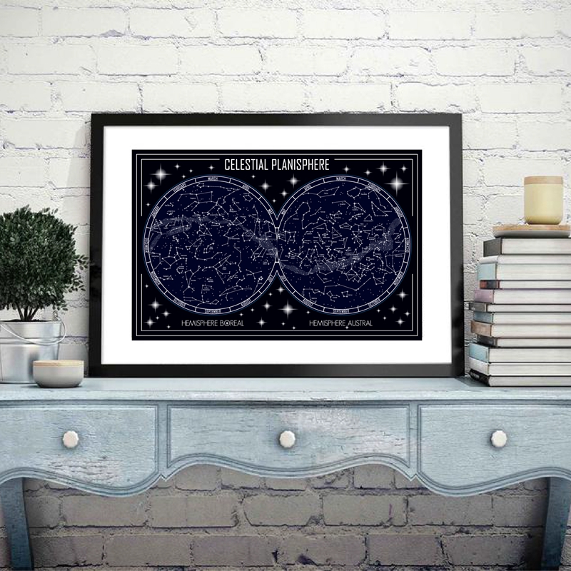 Star Map Poster - 천체 Planisphere 지도 캔버스 포스터 인쇄