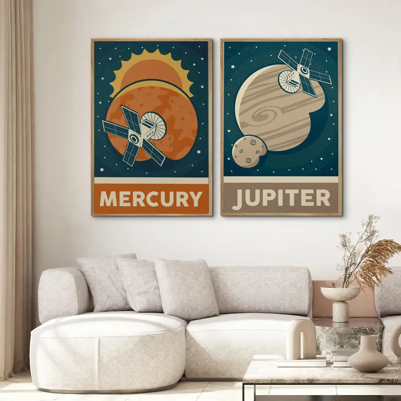 1pc 레트로 태양계 행성 공간 우주 비행사 캔버스 벽 - Star Map Poster 리뷰 및 가격