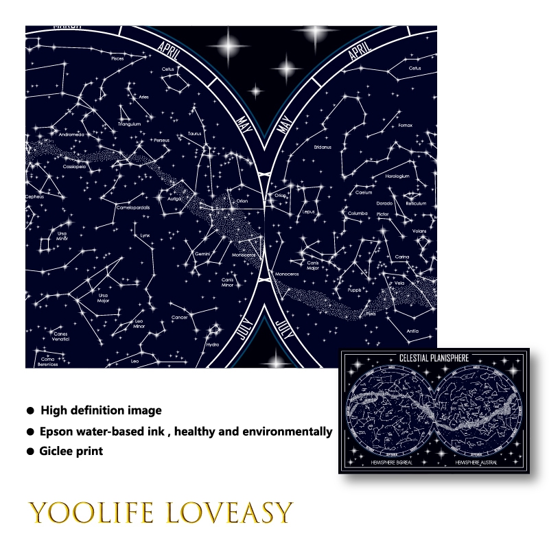 천체 Planisphere 지도 캔버스 포스터 인쇄 기 - Star Map Poster 리뷰 및 가격