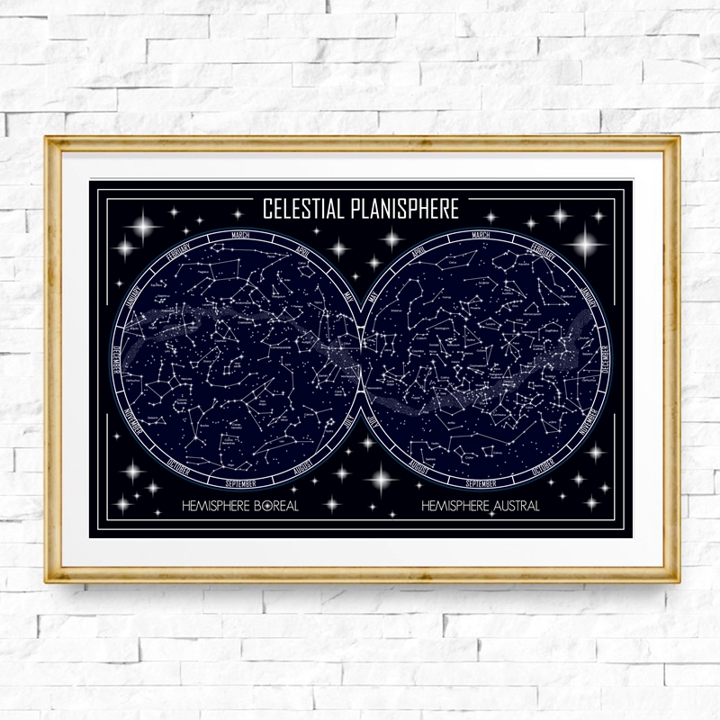 천체 Planisphere 지도 캔버스 포스터 인쇄 기 - Star Map Poster 리뷰 및 가격